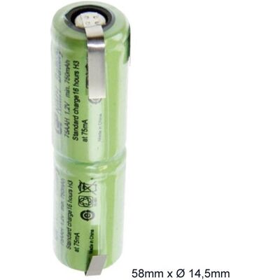 AccuCell Akku NiMH 2,4 Volt, 58x14,5mm für Zahnbürsten (1 Stk., AA, 750 mAh), Batterien + Akkus AccuCell Akku NiMH 2,4 Volt, 58x14,5mm für Zahnbürsten (1 Stk., AA, 750 mAh), Batterien + Akkus