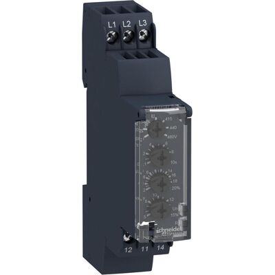 Schneider Electric Spannungswächter - 9-15V DC - DIN-Schiene - SPDT - Modell RM17UAS14 Schneider Electric Spannungswächter - 9-15V DC - DIN-Schiene - SPDT - Modell RM17UAS14
