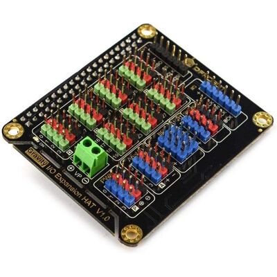 DFRobot IO Expansion HAT für Raspberry Pi 5/4B/3B+, Sensor-Schnittstelle, PWM, I2C, UART, 5V, Entwicklungsboard + Kit DFRobot IO Expansion HAT für Raspberry Pi 5/4B/3B+, Sensor-Schnittstelle, PWM, I2C, UART, 5V, Entwicklungsboard + Kit