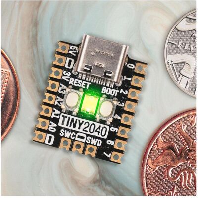 Berrybase Pimoroni Tiny 2040, RP2040 Mikrocontroller-Board, Entwicklungsboard + Kit Berrybase Pimoroni Tiny 2040, RP2040 Mikrocontroller-Board, Entwicklungsboard + Kit