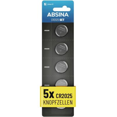 Absina Knopfzelle CR 2025 3 V 5 St. Lithium (5 Stk., CR2025), Batterien + Akkus Absina Knopfzelle CR 2025 3 V 5 St. Lithium (5 Stk., CR2025), Batterien + Akkus