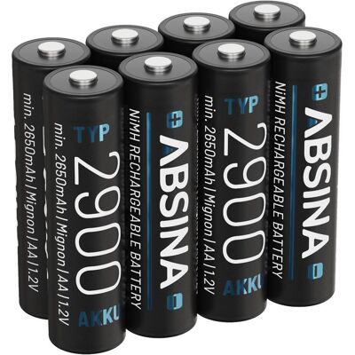 Absina Mignon (AA)-Akku NiMH 1.2 V 8 St. (8 Stk., AA, HR6, 2650 mAh), Batterien + Akkus Absina Mignon (AA)-Akku NiMH 1.2 V 8 St. (8 Stk., AA, HR6, 2650 mAh), Batterien + Akkus