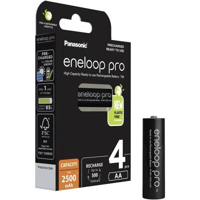Panasonic eneloop pro (4 Stk., AA, 2500 mAh), Batterien + Akkus Panasonic eneloop pro (4 Stk., AA, 2500 mAh), Batterien + Akkus