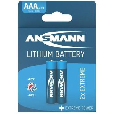Ansmann Lithium Batterie Mignon, AAA, Lithium Extreme, 2er Blister (2 Stk., AAA), Batterien + Akkus Ansmann Lithium Batterie Mignon, AAA, Lithium Extreme, 2er Blister (2 Stk., AAA), Batterien + Akkus