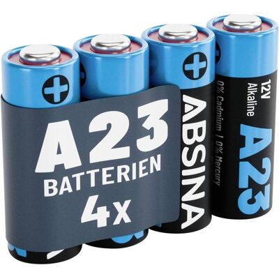 Absina Spezial-Batterie 23 A Alkali-Mangan 12 V 55 4 St. (4 Stk., A23), Batterien + Akkus Absina Spezial-Batterie 23 A Alkali-Mangan 12 V 55 4 St. (4 Stk., A23), Batterien + Akkus