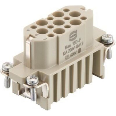 Harting HAN D Steckverbinder, Einsatz Typ 10Ahunstik Crimpanschluss max 2,5mm2, 10A15 polig, Elektronikkabel + Stecker, Grau Harting HAN D Steckverbinder, Einsatz Typ 10Ahunstik Crimpanschluss max 2,5mm2, 10A15 polig, Elektronikkabel + Stecker, Grau