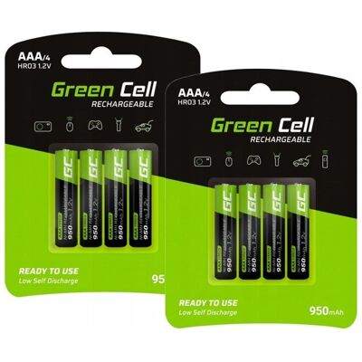 GreenCell 8x rechargeable battery AAA Micro R3 950mAh Ni-MH Rechargeable battery Green Cell (8 Stk., AAA, 950 mAh), Batterien + Akkus GreenCell 8x rechargeable battery AAA Micro R3 950mAh Ni-MH Rechargeable battery Green Cell (8 Stk., AAA, 950 mAh), Batterien + Akkus