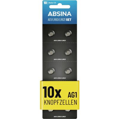 Absina Knopfzelle 1.5 V 10 St. Alkali-Mangan (10 Stk.), Batterien + Akkus Absina Knopfzelle 1.5 V 10 St. Alkali-Mangan (10 Stk.), Batterien + Akkus