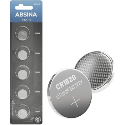 Absina Knopfzelle CR 1620 3 V 5 St. Lithium (5 Stk.), Batterien + Akkus Absina Knopfzelle CR 1620 3 V 5 St. Lithium (5 Stk.), Batterien + Akkus