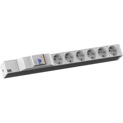 Bachmann MCAD Steckdosenleiste - 6 Steckdosen, 2 m Kabel, Rack-montage Bachmann MCAD Steckdosenleiste - 6 Steckdosen, 2 m Kabel, Rack-montage