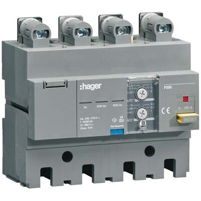 Hager HBT160H - Fehlerstrom-Schutzeinrichtung - 160A, 4P, Einstellbar Hager HBT160H - Fehlerstrom-Schutzeinrichtung - 160A, 4P, Einstellbar