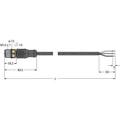 Turck Aktuator- und Sensorleitung/PUR Anschlussleitung RSC4T-8/TXO3700 (8 m), Stromkabel, Orange Turck Aktuator- und Sensorleitung/PUR Anschlussleitung RSC4T-8/TXO3700 (8 m), Stromkabel, Orange
