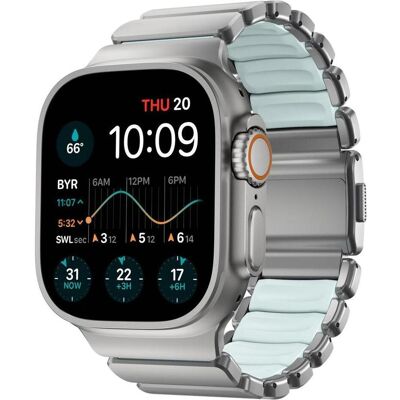 Nomad Stratos Band Titanium Natural 49mm Icy Blue Glow (22 mm, FKM, Grad 4 Titan, Titan), Uhrenarmband, Weiss, Blau, Silber Nomad Stratos Band Titanium Natural 49mm Icy Blue Glow (22 mm, FKM, Grad 4 Titan, Titan), Uhrenarmband, Weiss, Blau, Silber