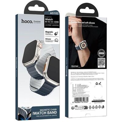 Hoco Other strap for Apple Watch 42 / 44 / 45 / 49 mm AS102 midnight blue with gray (Silikon), Uhrenarmband, Blau Hoco Other strap for Apple Watch 42 / 44 / 45 / 49 mm AS102 midnight blue with gray (Silikon), Uhrenarmband, Blau