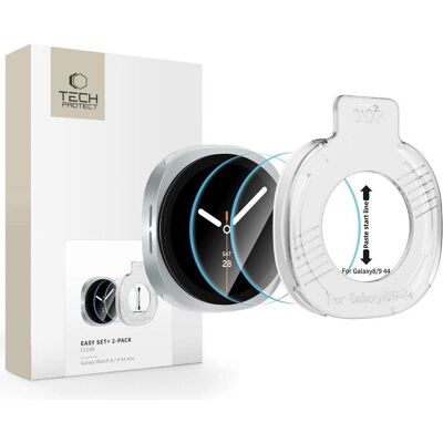 Tech-Protect EASY SET+ 2-PACK HARTGLAS FÜR SAMSUNG GALAXY WATCH 8 / 9 (44 MM) KLAR, Smartwatch Zubehör, Transparent Tech-Protect EASY SET+ 2-PACK HARTGLAS FÜR SAMSUNG GALAXY WATCH 8 / 9 (44 MM) KLAR, Smartwatch Zubehör, Transparent