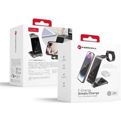 Forcell Ładowarka Ładowarka 3w1 F-Energy Simply Charge do Apple/Samsung szara, Smartwatch Zubehör, Grau Forcell Ładowarka Ładowarka 3w1 F-Energy Simply Charge do Apple/Samsung szara, Smartwatch Zubehör, Grau