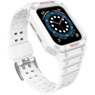Hurtel Protect Strap Band Band with Case for Apple Watch 7 / SE (41/40 / 38mm) Case Armored Watch Cover Whi (Plastic, TPU), Uhrenarmband, Weiss Hurtel Protect Strap Band Band with Case for Apple Watch 7 / SE (41/40 / 38mm) Case Armored Watch Cover Whi (Plastic, TPU), Uhrenarmband, Weiss