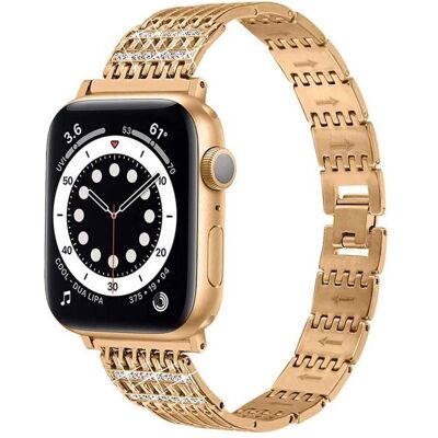 EKO Uhrenarmband Edelstahl Strass Gold (22 mm, Edelstahl), Uhrenarmband, Gold EKO Uhrenarmband Edelstahl Strass Gold (22 mm, Edelstahl), Uhrenarmband, Gold