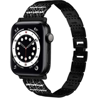 EKO Uhrenarmband Edelstahl Strass Schwarz (20 mm, Edelstahl), Uhrenarmband, Schwarz EKO Uhrenarmband Edelstahl Strass Schwarz (20 mm, Edelstahl), Uhrenarmband, Schwarz