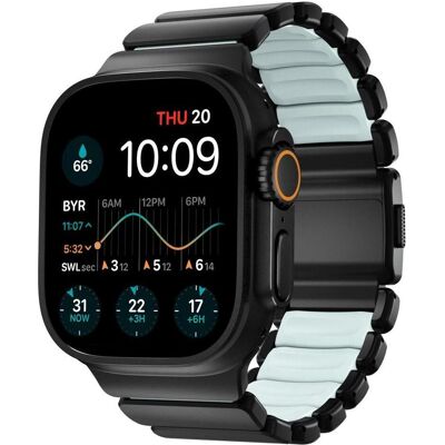 Nomad Stratos Band Titanium Black 49mm Icy Blue Glow (22 mm, FKM, Titan), Uhrenarmband, Blau, Schwarz Nomad Stratos Band Titanium Black 49mm Icy Blue Glow (22 mm, FKM, Titan), Uhrenarmband, Blau, Schwarz