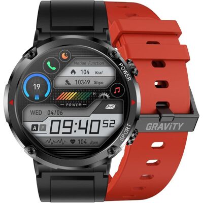Gravity GT21-6 Smartwatch + rotes Silikonarmband (ohne SIM), Smartwatch Gravity GT21-6 Smartwatch + rotes Silikonarmband (ohne SIM), Smartwatch