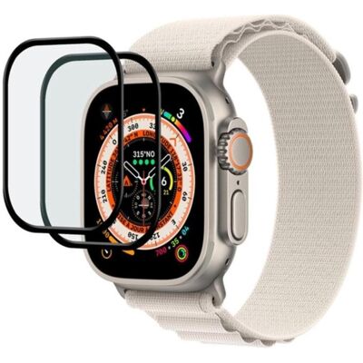 EKO 2er-Pack Displayschutzfolie für Apple Watch Ultra 49mm aus gehärtetem Glas, Smartwatch Schutzfolie, Transparent, Schwarz EKO 2er-Pack Displayschutzfolie für Apple Watch Ultra 49mm aus gehärtetem Glas, Smartwatch Schutzfolie, Transparent, Schwarz