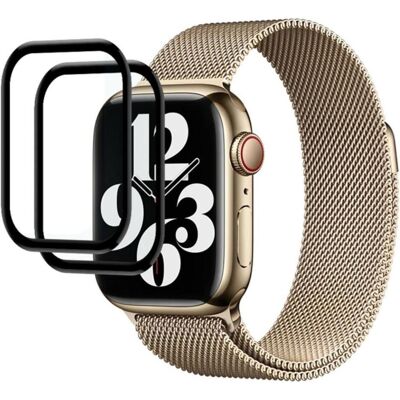 EKO Doppelpack Displayschutzfolien für Apple Watch 41mm aus gehärtetem, tiefgezogenem Glas, Smartwatch Schutzfolie, Schwarz, Transparent EKO Doppelpack Displayschutzfolien für Apple Watch 41mm aus gehärtetem, tiefgezogenem Glas, Smartwatch Schutzfolie, Schwarz, Transparent