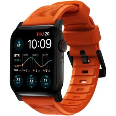 Nomad Rugged Strap -ranneke, Apple Watch 49 / 45 / 44 /, oranssi / musta (22 mm, FKM-Fluorelastomer-Kautschuk), Uhrenarmband, Orange Nomad Rugged Strap -ranneke, Apple Watch 49 / 45 / 44 /, oranssi / musta (22 mm, FKM-Fluorelastomer-Kautschuk), Uhrenarmband, Orange