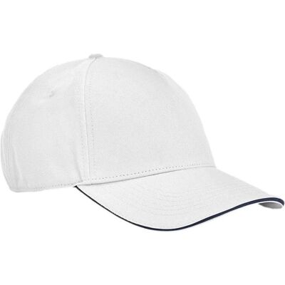 Beechfield, Unisex, Cap, EarthAware Classic Organic Cotton 5 Panel Cap - Sandwich Peak, Mehrfarbig, Weiss, (One Size) Beechfield, Unisex, Cap, EarthAware Classic Organic Cotton 5 Panel Cap - Sandwich Peak, Mehrfarbig, Weiss, (One Size)