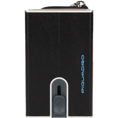 Piquadro, Herren, Portemonnaie, Blue Square, Leather Card Holder, Square Sliding System with Zipp, Blau Piquadro, Herren, Portemonnaie, Blue Square, Leather Card Holder, Square Sliding System with Zipp, Blau