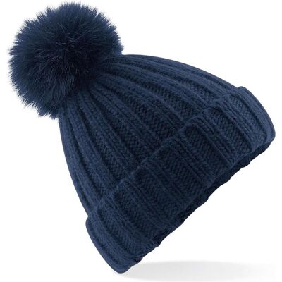 Beechfield, Unisex, Mütze, Verbier Faux Fur Pop Pom Chunky Beanie, Blau, (One Size) Beechfield, Unisex, Mütze, Verbier Faux Fur Pop Pom Chunky Beanie, Blau, (One Size)