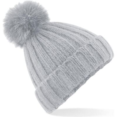 Beechfield, Unisex, Mütze, Verbier Faux Fur Pop Pom Chunky Beanie, Grau, (One Size) Beechfield, Unisex, Mütze, Verbier Faux Fur Pop Pom Chunky Beanie, Grau, (One Size)