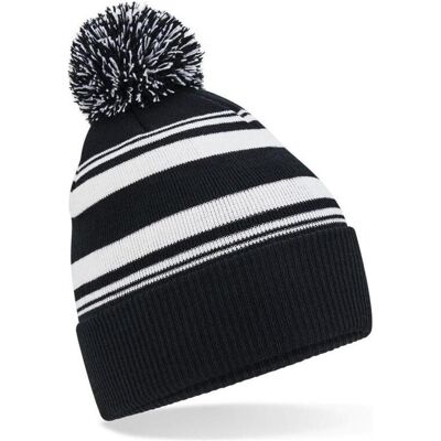 Beechfield, Unisex, Mütze, Striped Fan Beanie, Mehrfarbig, Weiss, Schwarz, (One Size) Beechfield, Unisex, Mütze, Striped Fan Beanie, Mehrfarbig, Weiss, Schwarz, (One Size)