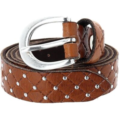B.Belt, Damen, Gürtel, Lilou Silver Leder-Nietengürtel, Braun, (95) B.Belt, Damen, Gürtel, Lilou Silver Leder-Nietengürtel, Braun, (95)