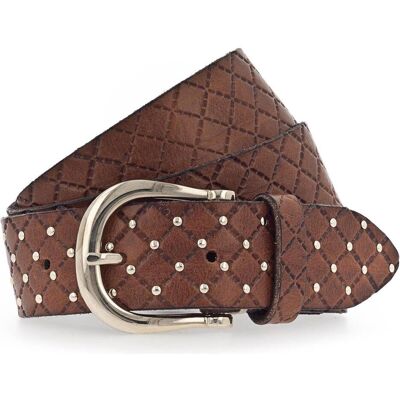 B.Belt, Damen, Gürtel, Lina Gold Nietengürtel Leder, Braun B.Belt, Damen, Gürtel, Lina Gold Nietengürtel Leder, Braun