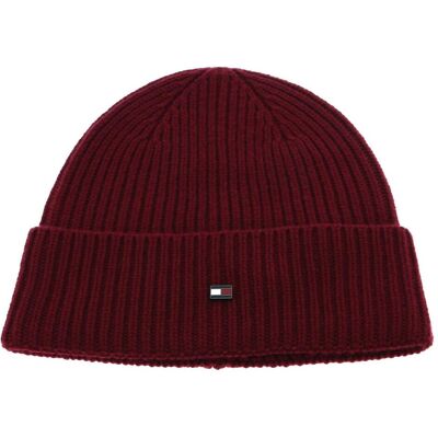 Tommy Hilfiger Herren, Mütze, TH Elevated Plaque Beanie, Rot, (One Size) Tommy Hilfiger Herren, Mütze, TH Elevated Plaque Beanie, Rot, (One Size)