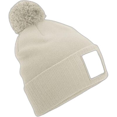 Beechfield, Unisex, Mütze, Appliqué Patch Pom Beanie, Weiss, (One Size) Beechfield, Unisex, Mütze, Appliqué Patch Pom Beanie, Weiss, (One Size)