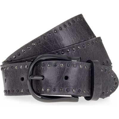 B.Belt, Damen, Gürtel, Nietengürtel Leder, Grau B.Belt, Damen, Gürtel, Nietengürtel Leder, Grau