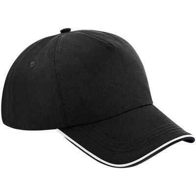 Beechfield, Unisex, Cap, Authentic 5 Panel Cap - Piped Peak, Mehrfarbig, Weiss, Schwarz, (One Size) Beechfield, Unisex, Cap, Authentic 5 Panel Cap - Piped Peak, Mehrfarbig, Weiss, Schwarz, (One Size)