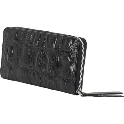 Abro, Damen, Portemonnaie, Leather Maxi Cocco Zip Wallet, Schwarz Abro, Damen, Portemonnaie, Leather Maxi Cocco Zip Wallet, Schwarz