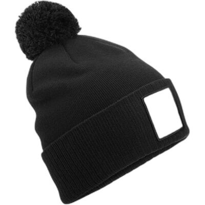 Beechfield, Unisex, Mütze, Appliqué Patch Pom Beanie, Mehrfarbig, Schwarz, (One Size) Beechfield, Unisex, Mütze, Appliqué Patch Pom Beanie, Mehrfarbig, Schwarz, (One Size)