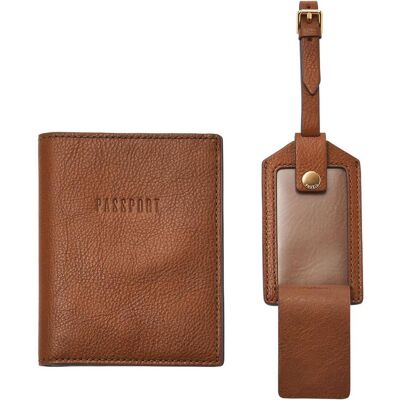 Fossil Damen, Portemonnaie, Gift Set Passport Case and Luggage Tag, Braun Fossil Damen, Portemonnaie, Gift Set Passport Case and Luggage Tag, Braun