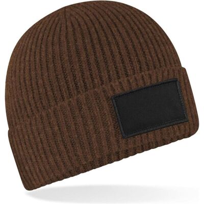 Beechfield, Unisex, Mütze, Fashion Patch Beanie, Braun, Schwarz, (One Size) Beechfield, Unisex, Mütze, Fashion Patch Beanie, Braun, Schwarz, (One Size)