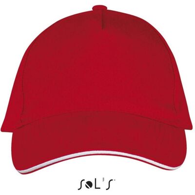 Sol's, Unisex, Cap, Long Beach, Weiss, Rot, (One Size) Sol's, Unisex, Cap, Long Beach, Weiss, Rot, (One Size)