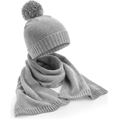 Beechfield, Unisex, Mütze, Knitted Scarf and Beanie Gift Set, Grau, (One Size) Beechfield, Unisex, Mütze, Knitted Scarf and Beanie Gift Set, Grau, (One Size)