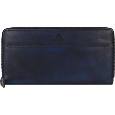 Greenburry, Damen, Portemonnaie, Destressed Geldbörse RFID Schutz Leder 19 cm, Blau Greenburry, Damen, Portemonnaie, Destressed Geldbörse RFID Schutz Leder 19 cm, Blau