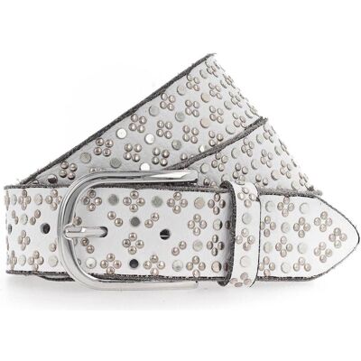 B.Belt, Damen, Gürtel, Tini Silver Leather Belt, Weiss, (90) B.Belt, Damen, Gürtel, Tini Silver Leather Belt, Weiss, (90)