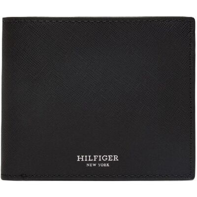 Tommy Hilfiger Herren, Portemonnaie, Geldbörse aus Saffiano-Leder für Herren, Schwarz Tommy Hilfiger Herren, Portemonnaie, Geldbörse aus Saffiano-Leder für Herren, Schwarz