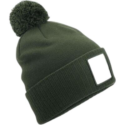 Beechfield, Unisex, Mütze, Appliqué Patch Pom Beanie, Grün, Weiss, (One Size) Beechfield, Unisex, Mütze, Appliqué Patch Pom Beanie, Grün, Weiss, (One Size)