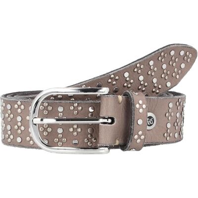 B.Belt, Damen, Gürtel, Nietengürtel Leder, Grau, (95) B.Belt, Damen, Gürtel, Nietengürtel Leder, Grau, (95)